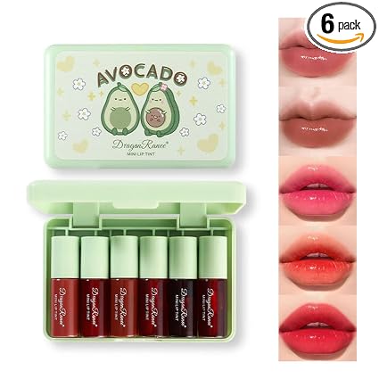 6 Colors Lip Tint Stain Set, Korean Lip Gloss, Mini Liquid Lipstick, Lip Tint Set, Lip Stain Long Lasting Waterproof, Non-Stick Cup, High Pigment, Cute Stuff, Lip Makeup